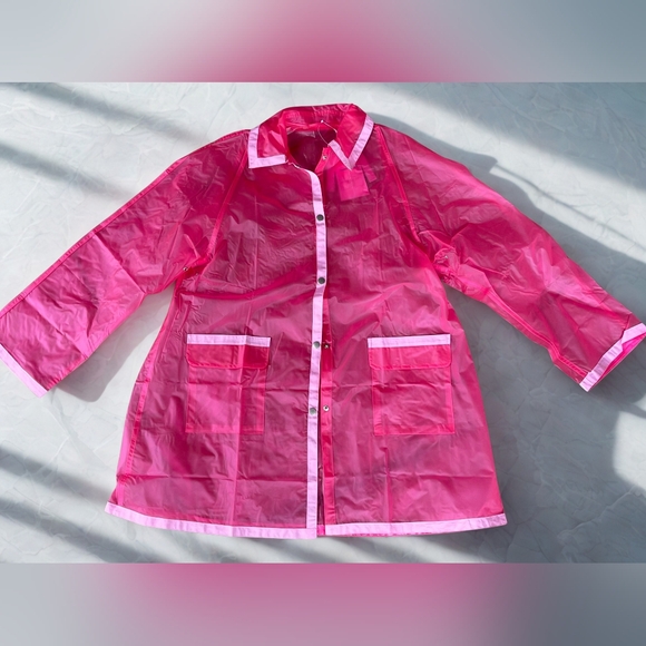 Vintage 90s Hot Pink Jelly Raincoat - One Size (S/M) - Picture 2 of 4